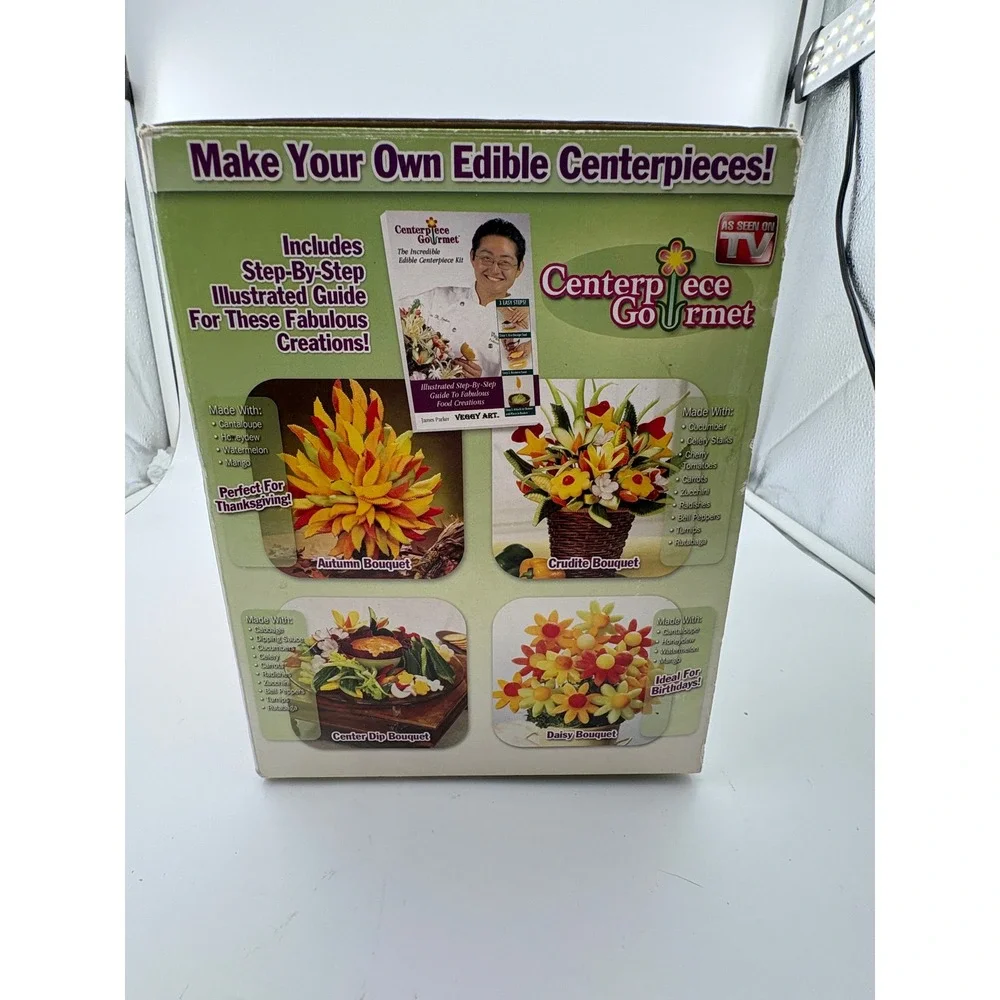 Vintage Centerpiece Gourmet 18pc Edible Arrangement Kit Fruit/Cookie Bouquet NOS